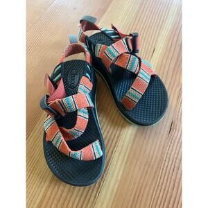 Chaco size 11 kids, orange and turquoise